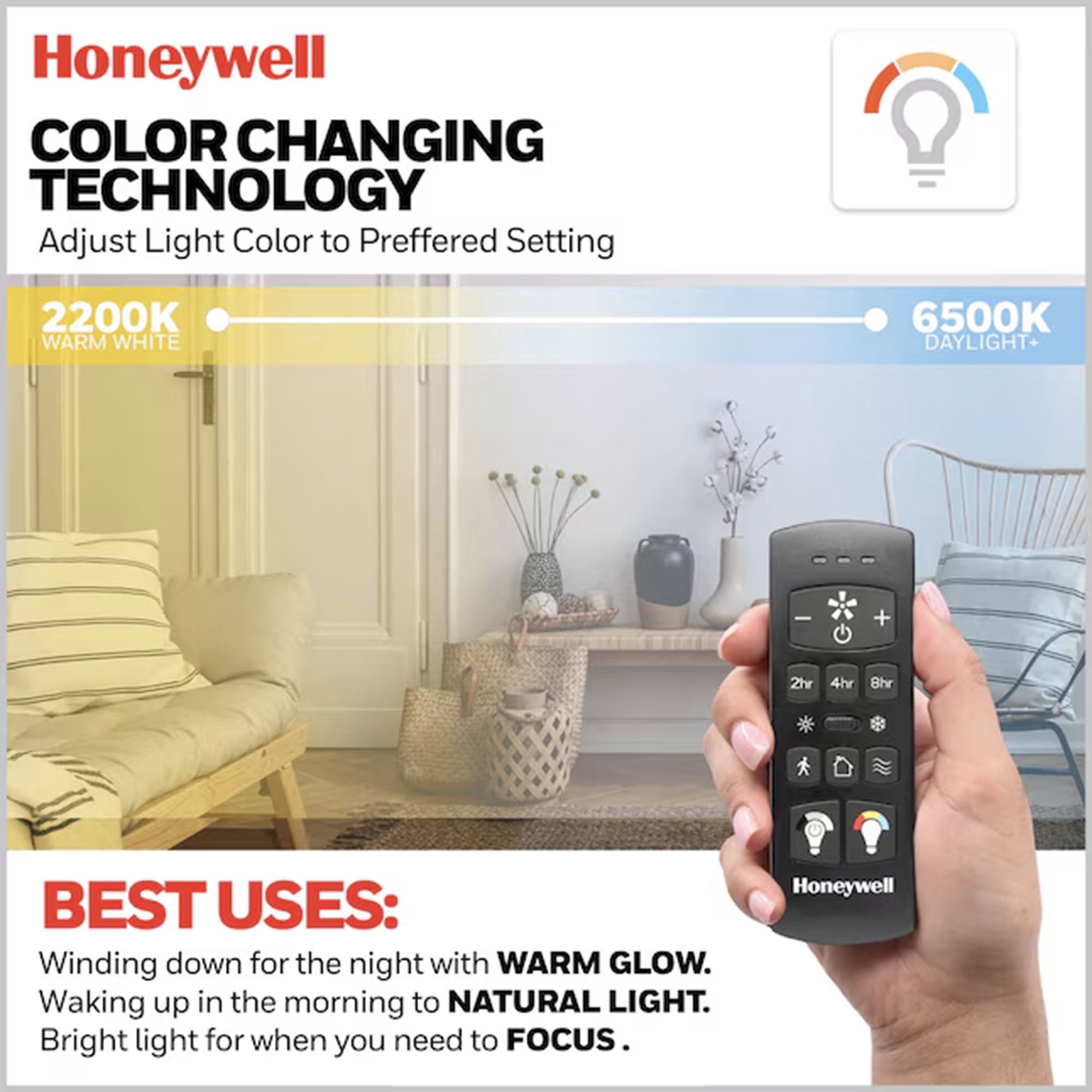 Honeywell 52" Modern Ceiling Fan LED Remote 5 Blade Indoor Tynesdale, Black