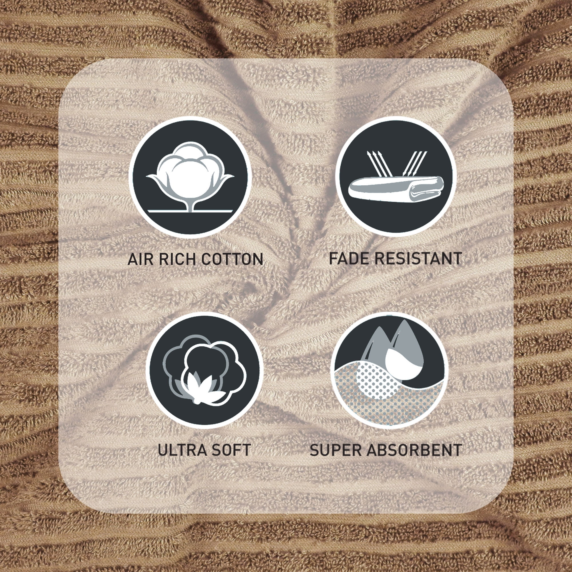 Better Homes & Gardens PowerLoft AIRRICH® 6 Piece Bath Towel Set, Dark Carmel Textured Stripe