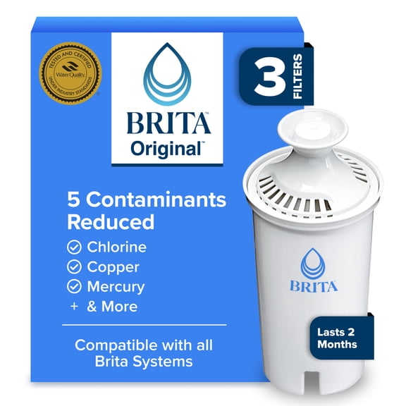 Brita Standard Replacement Water Filter, 2 Month Filter Life, Compatible with All Brita Pitchers & Dispensers, 3 Pack