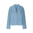 thumbnail image 6 of BiZtdJrK Linen Shirts Jacket for Women Long Sleeve Lapel Blazers Business Casual Work Office Suit Jackets Solid Button Open Front Cardigan Back to School Prime Sales Sky Blue M, 6 of 7