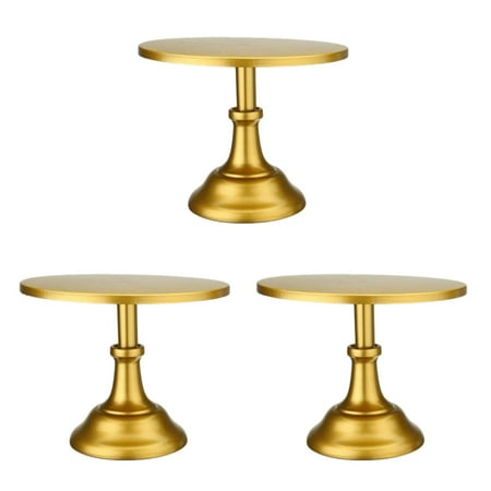 

3X Metal Iron Cake Stand Round Pedestal Dessert Holder Cupcake Display Rack Bakeware for Birthday Wedding Party (Gold)