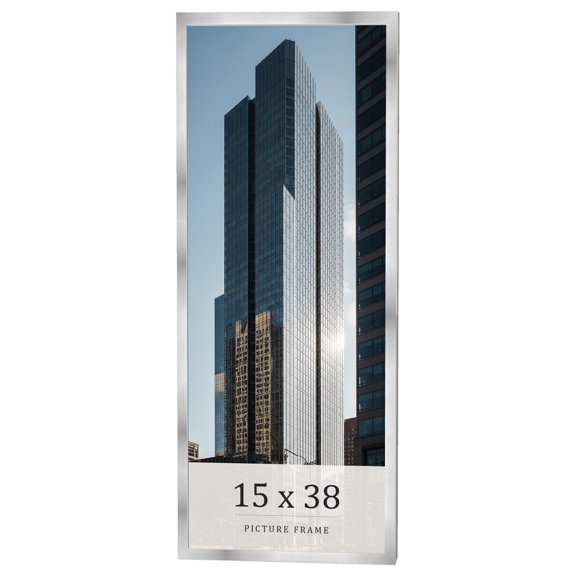 15x38 Frame Silver Real Wood Picture Frame Width 0.75 inches | Interior Frame Depth 0.5 inches |