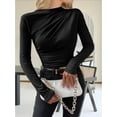 thumbnail image 2 of Pleated slim long-sleeved top bodysuits, 2 of 4