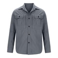 thumbnail image 5 of Cargo Shirts for Men with Pockets Cotton Blend Long Sleeve Shackets T-Shirts Button-Down Collared Solid Color Slim-Fit Hiking Fishing Shirt Tops, 5 of 5