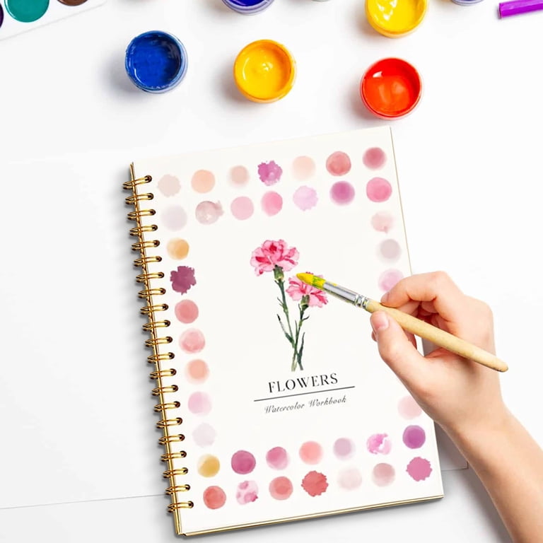 Watercolor Workbook Beginner Friendly Painting Kit With 12 Colors Watercolor Paint Set And Brush Nature-Themed Art Gift For Enthusiasts