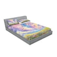 thumbnail image 2 of Ambesonne Floral Fitted Sheet & Pillow Sham Set, Surreal Dreamy Sky, Full, Multicolor, 2 of 2