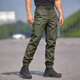 thumbnail image 6 of Cargo Tactical Jogger Pants for Men, Tapered Drawstring Elastic Waist Solid Color Outdoor Casual Trousers with Multi Pockets Green 4XL, 6 of 6