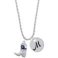 thumbnail image 1 of Delight Jewelry Silvertone Cowboy Boot with Texas Flag Silvertone Script Initial Disc - M - Charm Necklace, 20"+3", 1 of 4