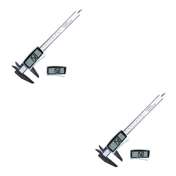 Riwesomey Display Vernier Caliper Electronic 0.2mm Regla de medición Micrómetro Indicador de botón Carpintería portátil Funciona con 2 2 Botones, Plata 2piezas Riwesomey CBP165067