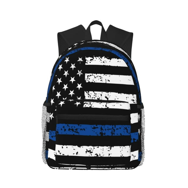 Easygdp Thin Blue Line Flag Mochila Casual para Portátil, Mochila para Escuela, Viajes, Negocios