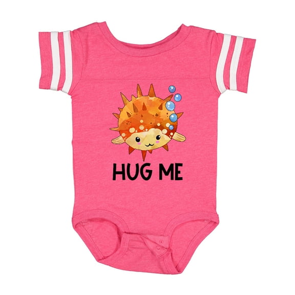 Inktastic Hug Me Cute Pufferfish with Bubbles Boys or Girls Baby Bodysuit