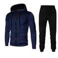 thumbnail image 1 of Conjunto deportivo informal con capucha para hombre, conjunto de chándal deportivo suave y elegante, ropa completa con cremallera completa, sudadera con capucha y pantalones, 1 of 5