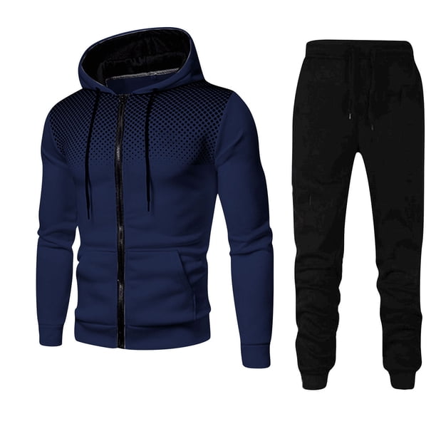 Conjunto deportivo informal con capucha para hombre, conjunto de chándal deportivo suave y elegante, ropa completa con cremallera completa, sudadera con capucha y pantalones