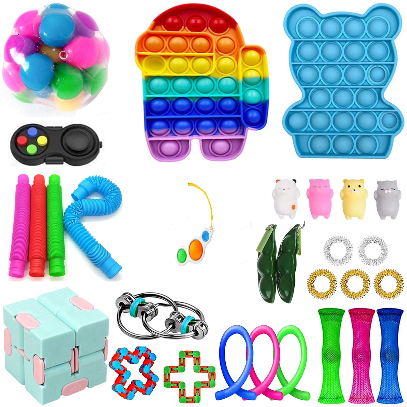 Details about   Fun Fidget Toys Set 32 Pack Tools Bundle Stress Relief Hand Toys Kids Adults USA 