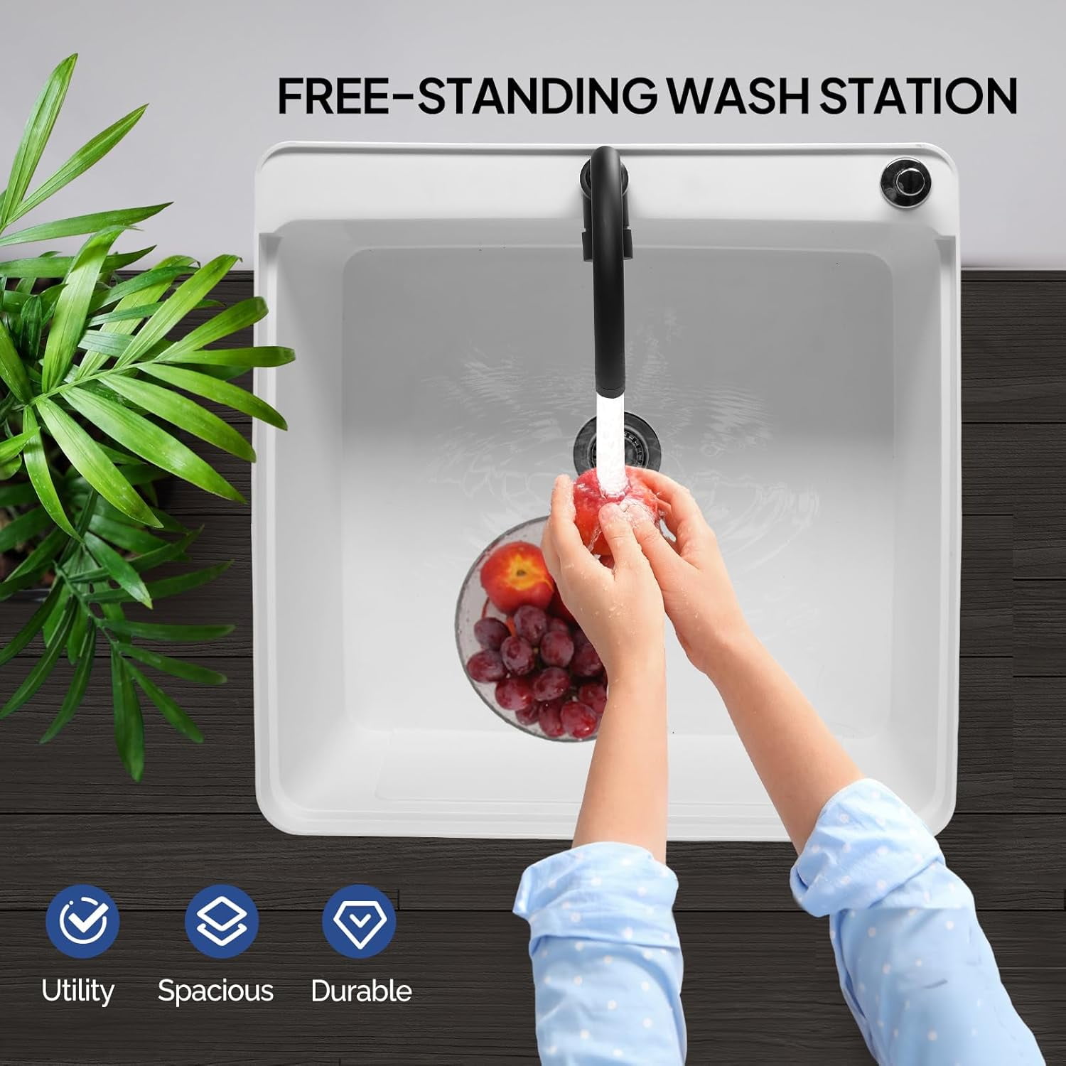 Ktaxon Freestanding Utility Sink Laundry Tub, with Stainless Steel Faucet, for Washing Room