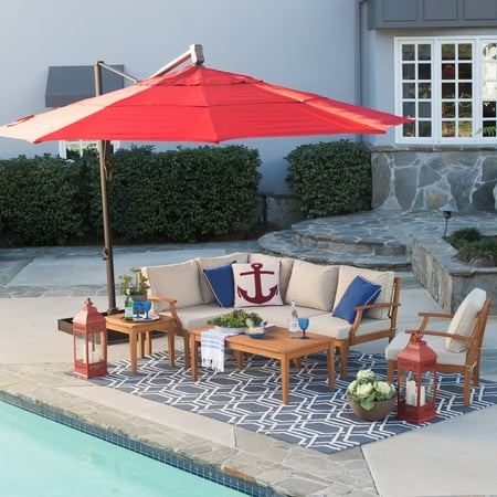 Belham Living 13 Ft Sunbrella Rotating Offset Umbrella With Tilt Belham Living 13 Ft Sunbrella Rotating Offset Umbrella With Tilt And Base