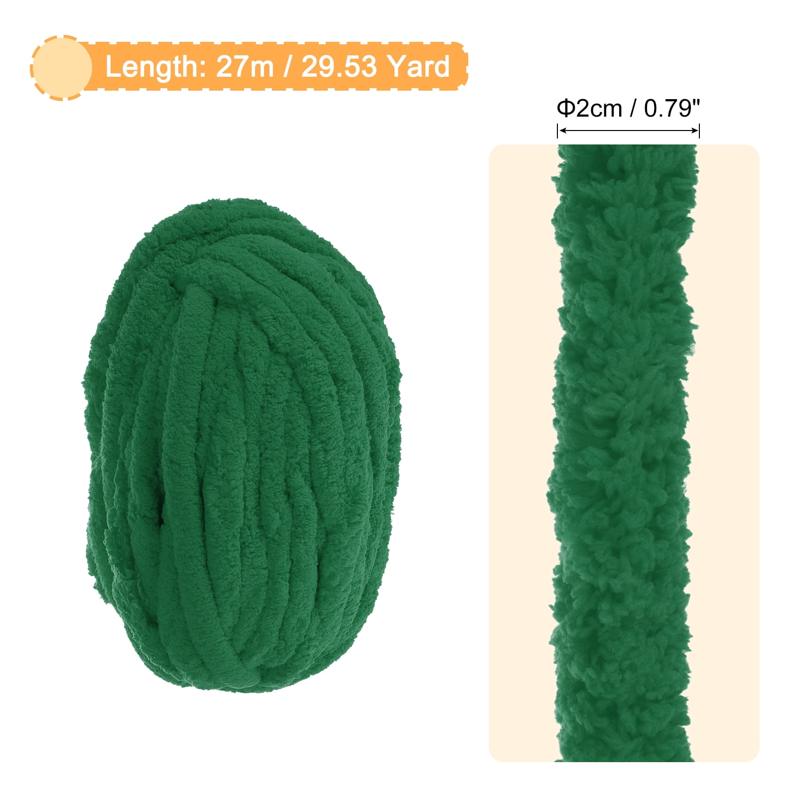 Chunky Yarn, 1Pcs 27m x 2cm Polyester Blanket Yarn, DIY Thick Chenille Yarn for Crocheting Blankets (Dark Green)