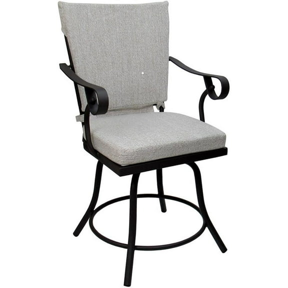 Outdoor/Indoor Patio Dining Chair - Jamey - White Linen Fabric - Black Frame