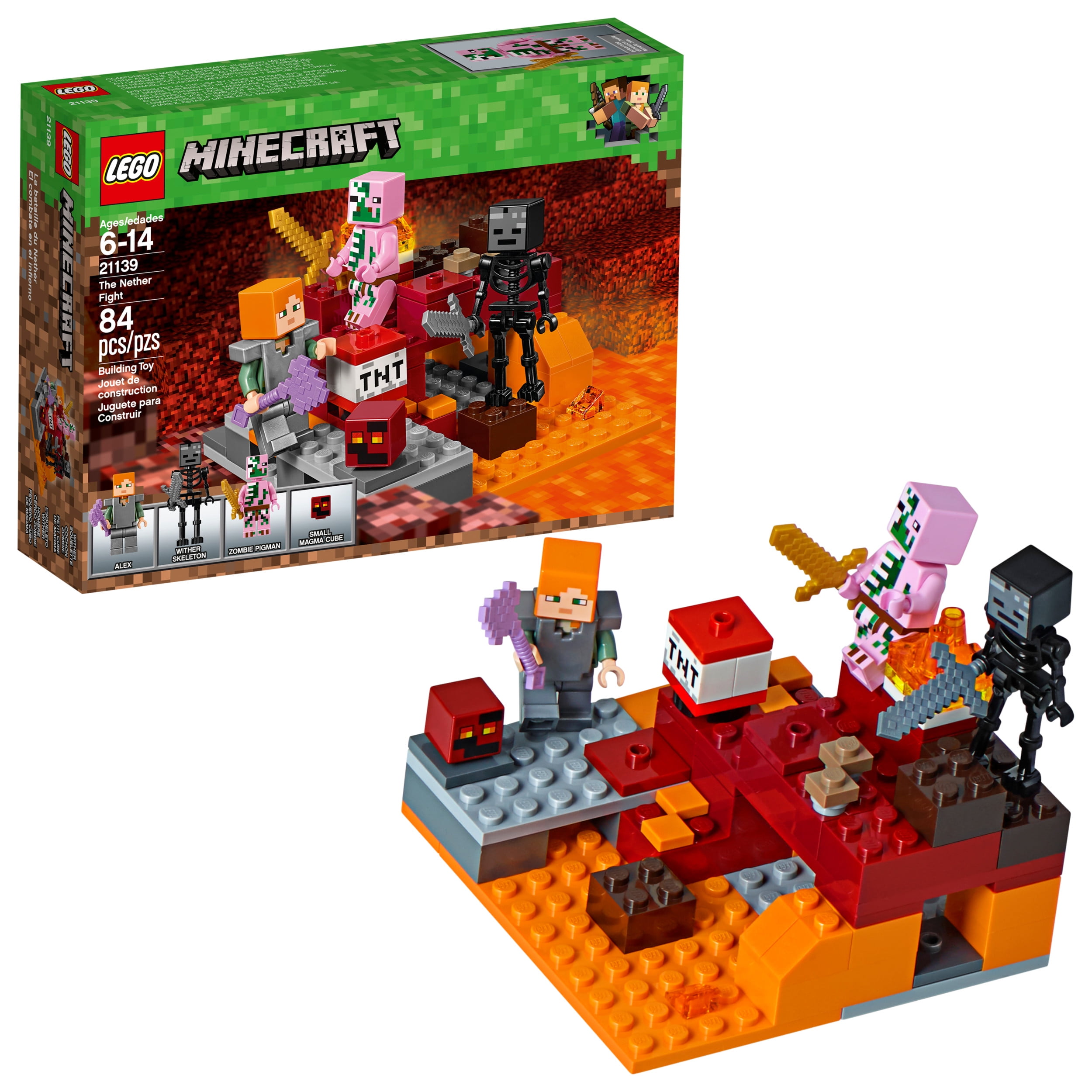 Lego Minecraft The Nether Fight 21139 84 Pieces Walmart Com