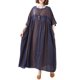 thumbnail image 1 of Vestido vintage de lino de algodón para mujer, estampado a rayas, cuello redondo, media manga, bolsi Abody Vestido de lino de algodón, 1 of 7