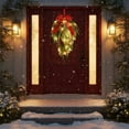 thumbnail image 3 of FastXmas Christmas Wreaths with LED Lights Decoration, Christmas Rattan with Red Berries Hanging Ornament,Simulation Norfolk Pine Branches Garland for Front Door,Window,Home,Wall Decor(15.7 Inches), 3 of 6