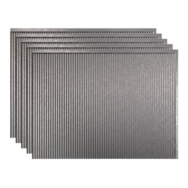 FASÄDE Rib Decorative Vinyl 18in x 24in Backsplash Panel in Galvanized Steel (5 Pack)