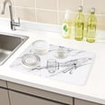thumbnail image 2 of Unique Bargains Marbled Diatomaceous Stone Dish Drying Mat for Kitchen White/Black, 2 of 6