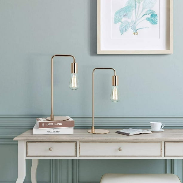 Gold Desk Lamp Set of 2 Industrial Table Lamps Small Metal Lamp
