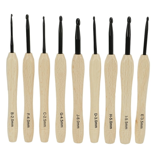 9 ganchos de crochet ergonómicos para manualidades con mango de madera para amantes del crochet y manos con artritis.