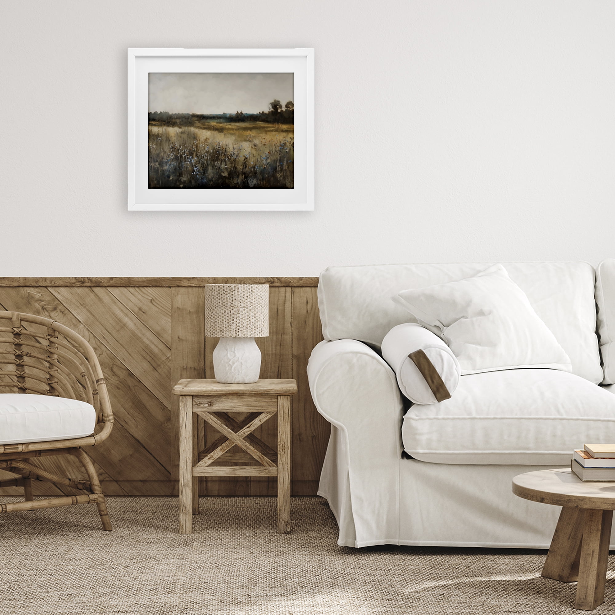 Stupell Industries Wildflowers & Wheat Meadow White Framed Print Under Glass, design by Creative Studio