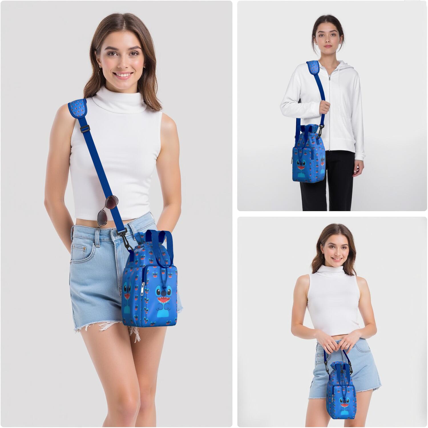 Insulated Cartoon Water Bottle Carrier Bag Sleeve with Strap Crossbody for 20/24/32/40oz Tumbler,Cartoon Movie Water Bottle Holder Sling Bag with Pocket Gifts for Women Men Adults
