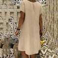 thumbnail image 5 of Akafmk Summer Dresses for Women Casual Dresses,Solid Color V-Neck Short Dress Short Sleeve Mini Dresses Cotton Linen A Line Beach Sundress, 5 of 5
