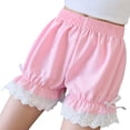 thumbnail image 2 of CPNG Girls Fashion Lace Trim Shorts Summer Thin Solid Color Loose Casual Shorts Elastic High Waist Shorts(Pink,11-12 Years), 2 of 9