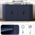 thumbnail image 3 of Blue Accent Storage Cabinet, Curved Sideboard Cabinet, Atumon Storage Cabinet with 4 Doors and Adjustable Shelves, Modern Buffet Sideboard, Wood Cabinet Furniture for Entryway Hallway Living Room, 3 of 10