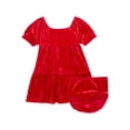 thumbnail image 2 of Forever Me Baby Girl Velour Dress with Bloomers, Size 6/9M, 2 of 8
