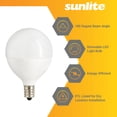 thumbnail image 2 of Sunlite LED G16.5 Globe Light Bulb, 7 Watts (60W Equivalent), 500 Lumens, 2700k Soft White, Dimmable, Candelabra E12 Base, Short Bulbs, Vanity Bulbs, Frosted, 3 Count, 2 of 6