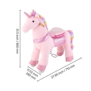 VEVOR Ride On Horse, Riding Pink Unicorn Toys for Kids, No Battery Required, Smooth Wheels with Anti-Roll Stop Ring, Upgraded Raised Seat, Handles, Pedals, 110 lbs Max Load Capacity for Ages 3-8