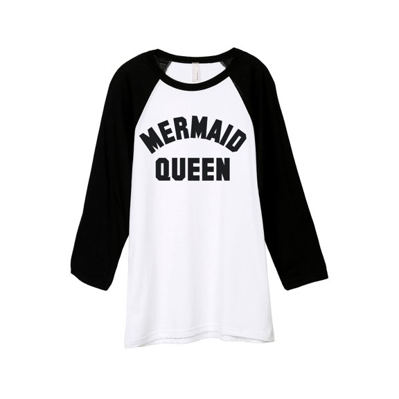 Thread Tank Mermaid Queen Unisex 3/4 Sleeves Baseball Raglan White Black Small