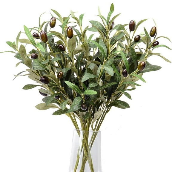 5 Pack Olive Branches Artificial Plants Greenery Stems Olive Leaves Fake Fruits Silk Plants