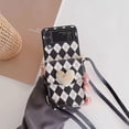 thumbnail image 2 of for Samsung Galaxy Z Flip 4 2022 5G Case,Cute Fashion Rhombic Love Card Package Phone Case with Leather Lanyard Luxury Hard PC Bumper Ultra-Thin Flip Protector for Galaxy Z Flip 4 Women Girls, 2 of 15