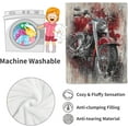 Red Vintage Motorcycle Blanket Retro Bike Throw Blankets with