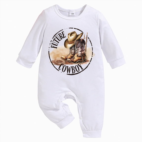 larppty Western Baby Boy Girl Clothes Cow One Piece Oneise Jumpsuit Cowboy Cowgirl New to Here Romper Newborn Baby Outifts(Brown)