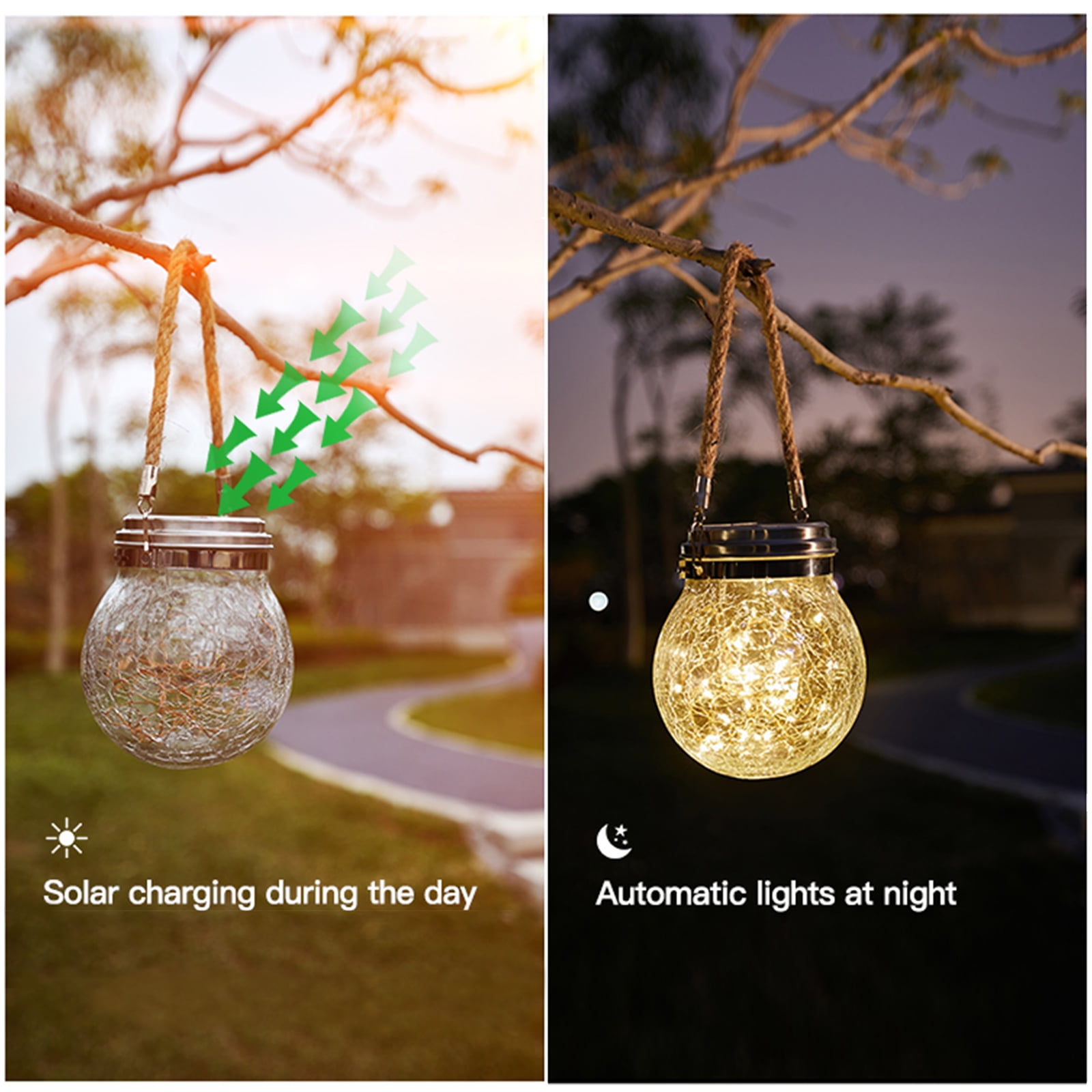 Garden Solar Lantern Hanging Light – 2-Pack Decorative Outdoor Solar Lamp, Polycrystalline Panel, IP44, 6-12H Runtime, For Pathways, Fences, Patios