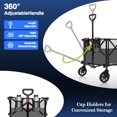 thumbnail image 3 of Moon Lence Big Capacity Garden Portable Hand Cart with All-Terrain Beach Wheels Collapsible Folding Wagon Cart Heavy Duty Folding, Adjustable Handle & Drink Holders, 3 of 9