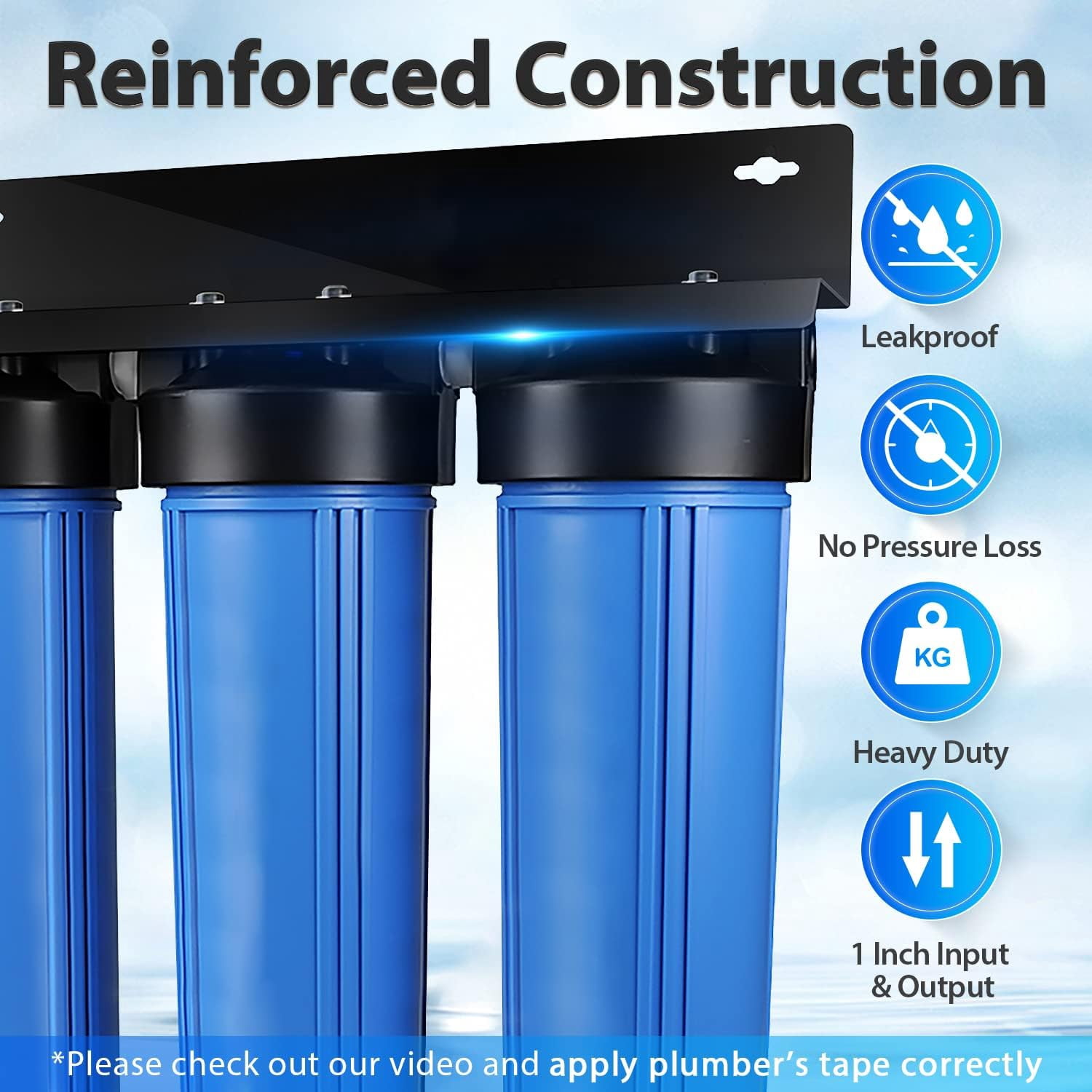 iSpring WGB32B-KS 3-Stage Whole House Water Filter System, 15 GPM, Removes Chlorine, Lead, Mercury, Hydrogen Sulfide & Heavy Metals, w/ F3WGB32BKS Replacement Filter Set
