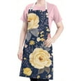 thumbnail image 5 of Pioneer Flower Floral Print Pattern Apron-Garden Aprons for Women with Pockets-Cotton Linen Waterproof Kitchen Cooking Gardening Aprons Adjustable for Kitchen,Cooking,BBQ and Salon 33x27 Inch, 5 of 7