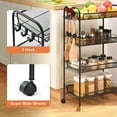 thumbnail image 3 of Kingrack Rolling Cart, 4-Tier Metal Utility Cart with wheels for Office and Home, Black, 3 of 6