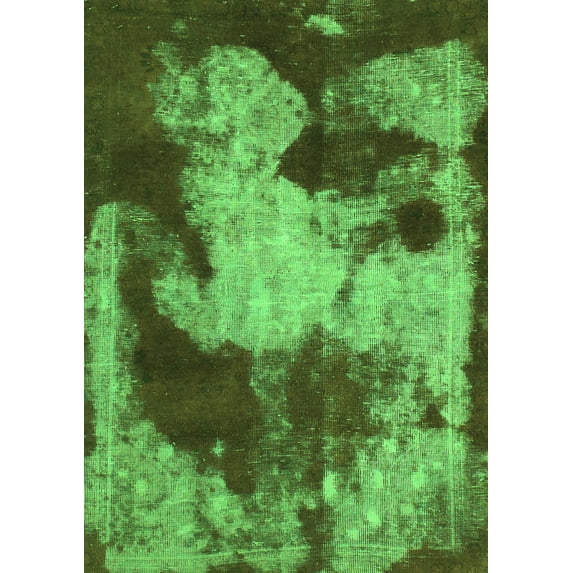 Ahgly Company Indoor Rectangle Abstract Green Modern Area Rugs, 7' x 9'