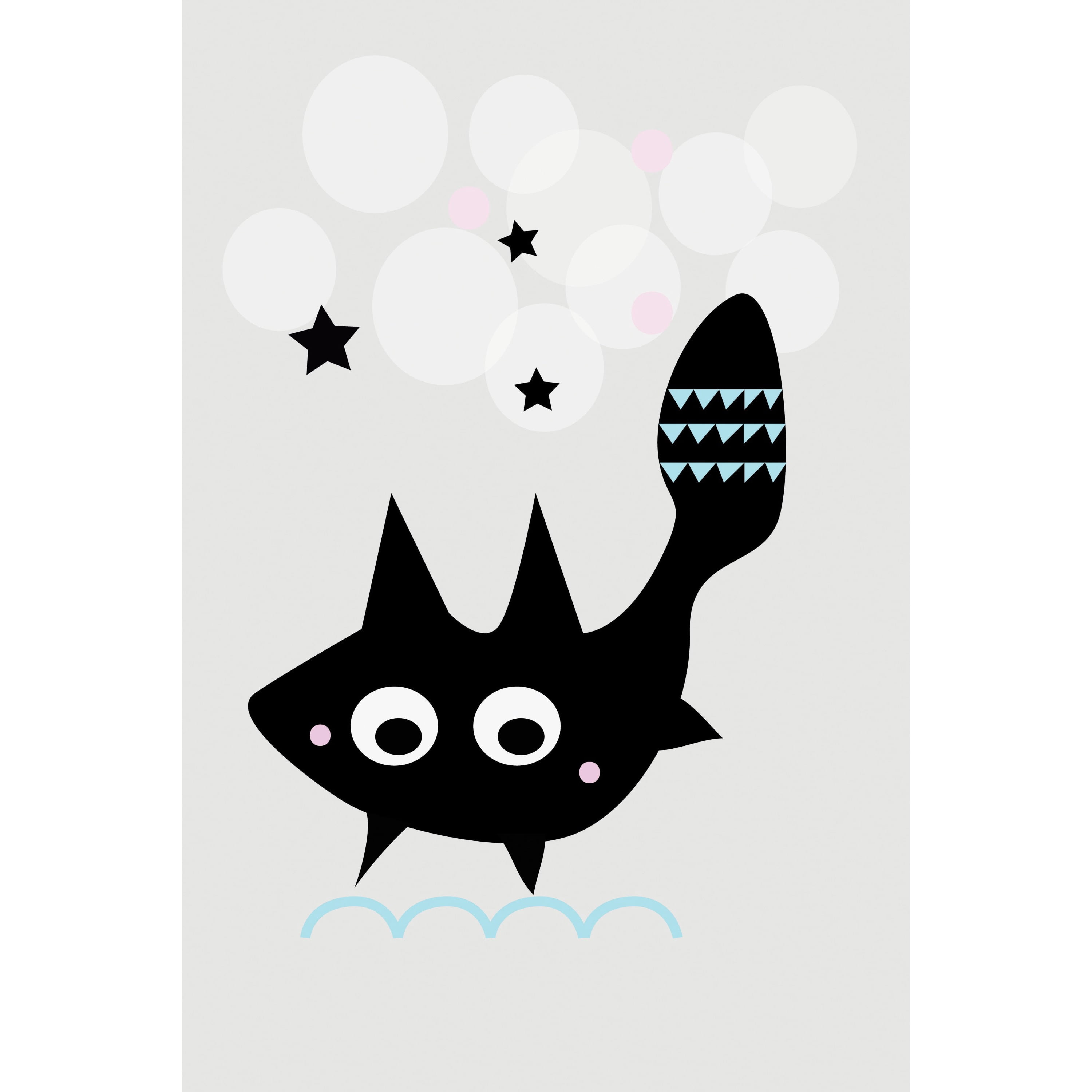 Marmont Hill "Black Star Cat" by Katarina Snygg Painting Print on Wrapped Canvas