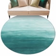 thumbnail image 2 of Turquoise Ombre Large Round Rug 8 FT, Non Slip Living Room Area Carpet, Modern Abstract Art Ocean Oil Painting Washable Soft Circle Rug Non-Shedding Floor Carpet for Bedroom Office Dining Room, 2 of 9